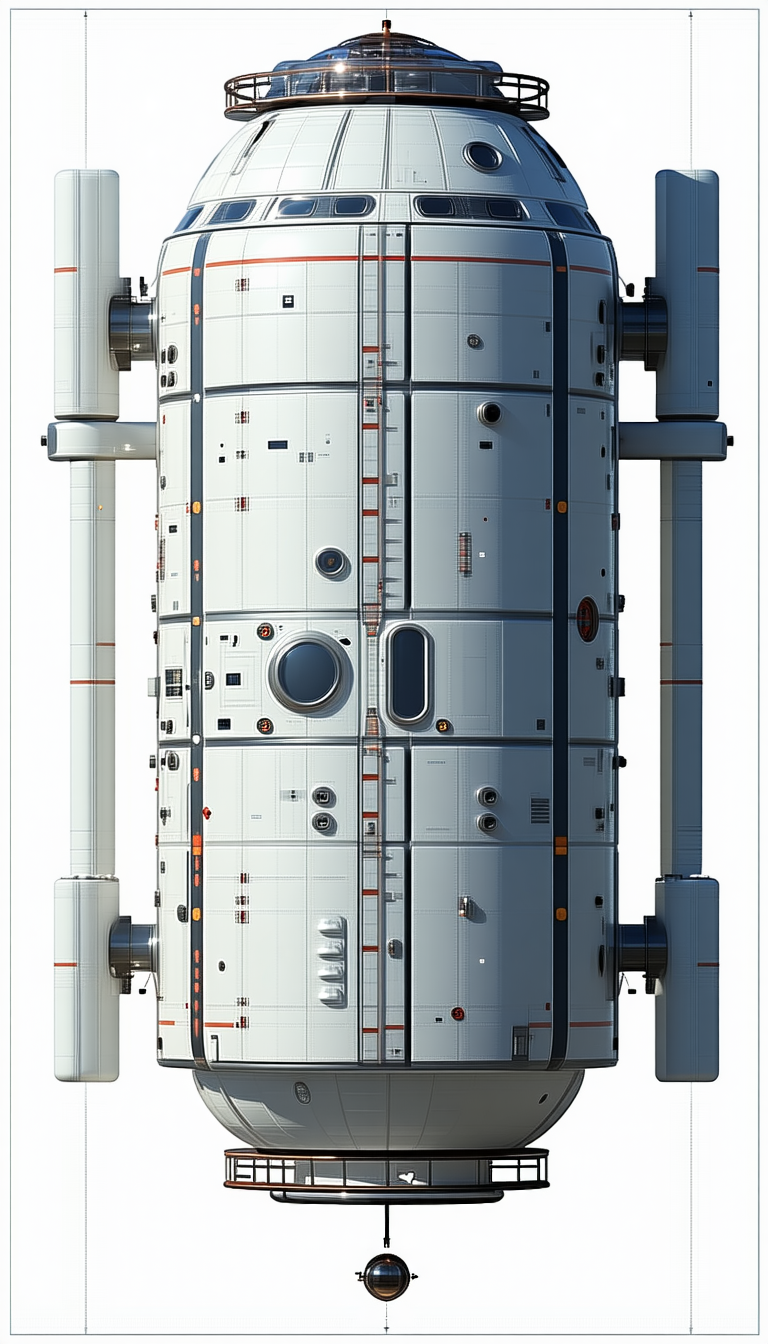 A Large White Spacecraft Is Shown In A 3d Model