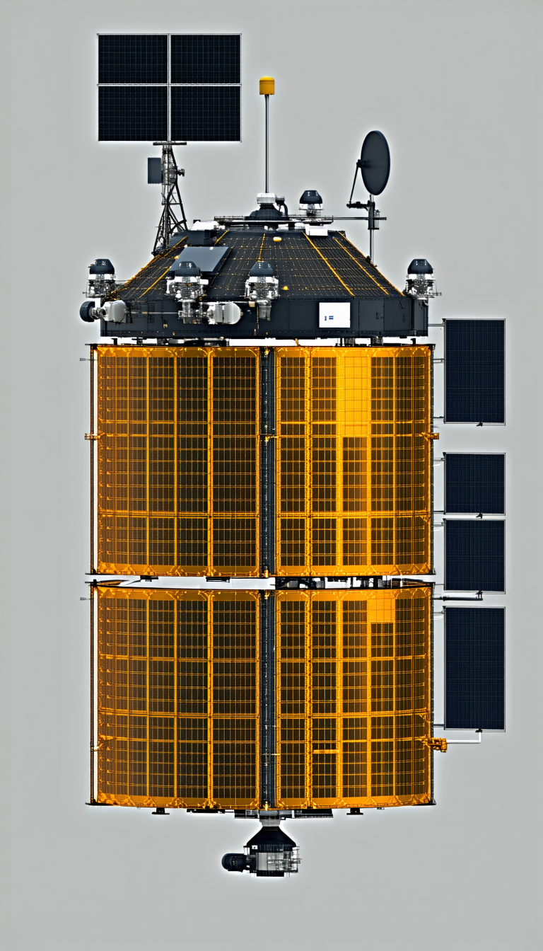 A Large Satellite Is Shown In A Close-up View
