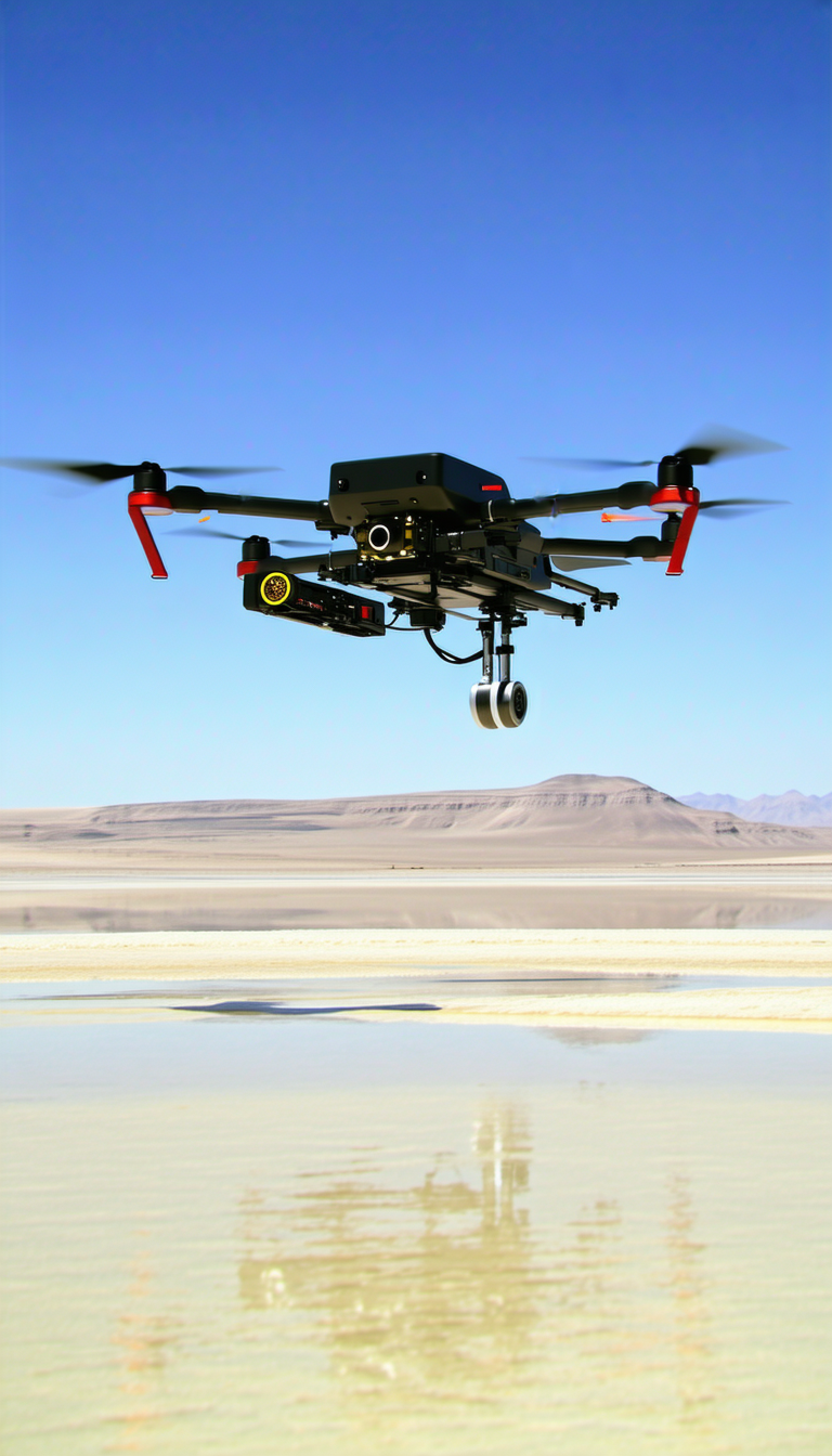 A Black And Red Helicopter Flying High In The Sky