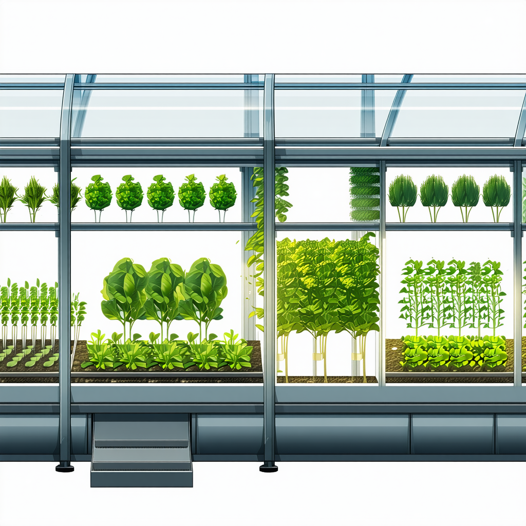 The Image Is A Drawing Of A Greenhouse Filled With Various Plants