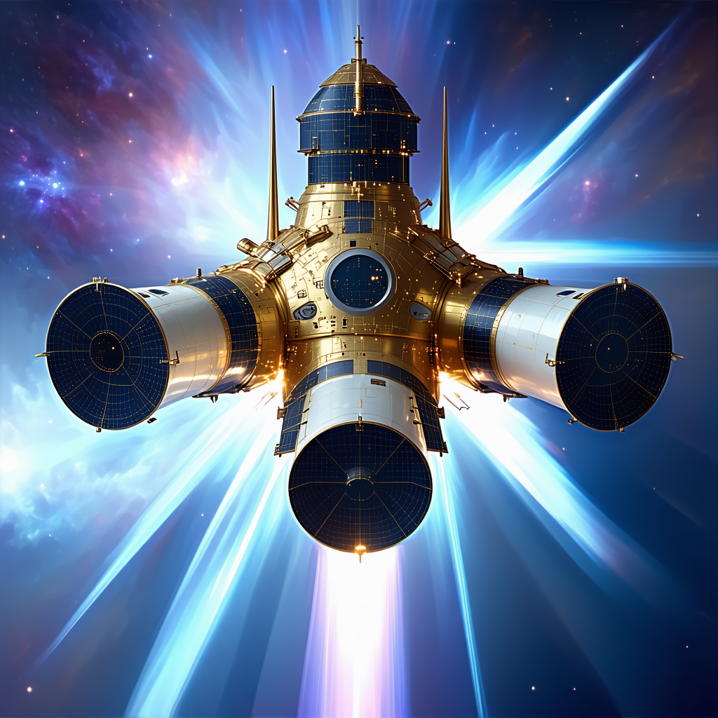 A Spacecraft With A Large, Shiny Dome On Top