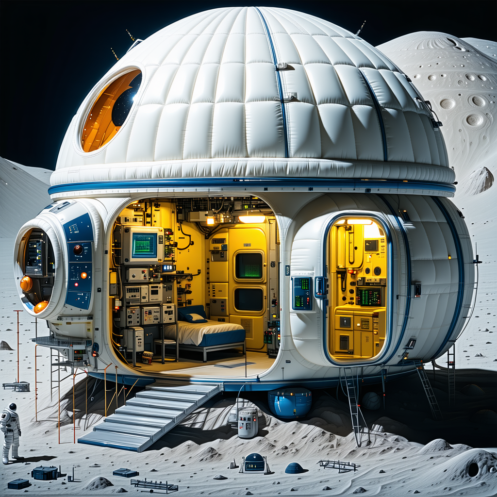 A Large White Dome-shaped Structure, Which Appears To Be A Space Station Or A Moon Base
