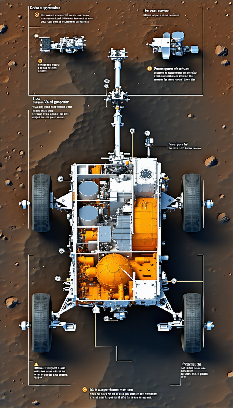 The Image Is A Diagram Of A Rover Vehicle, Showcasing Its Various Components
