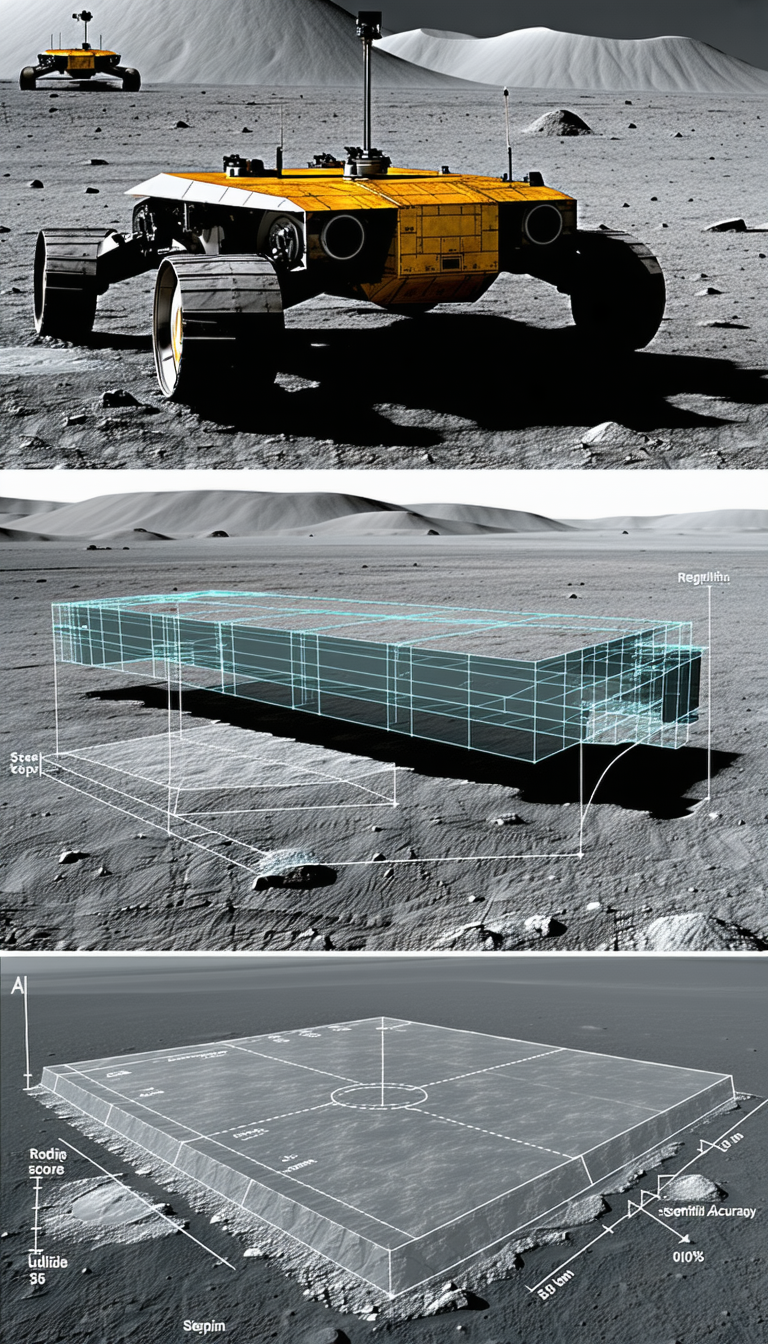 The Image Is A Split-screen Display Of A Rover On The Moon