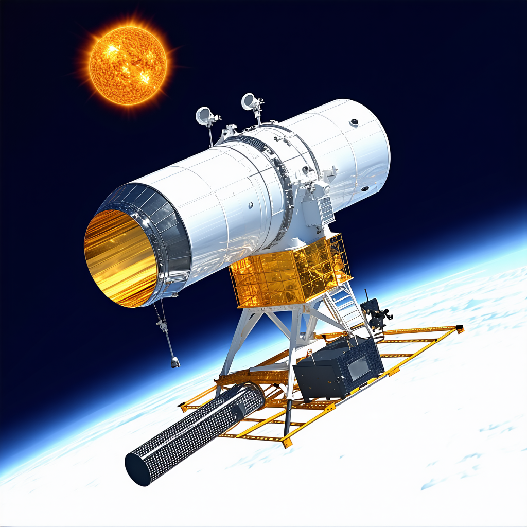A Spacecraft Is Shown In The Image, With A Large Dish On The Front Of The Spacecraft