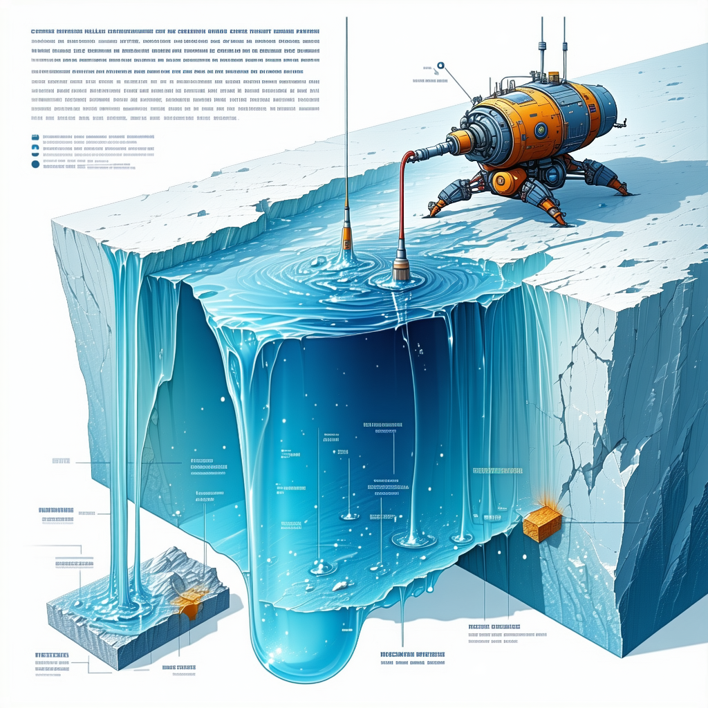 A Large Iceberg Is Shown In A Blue And White Illustration