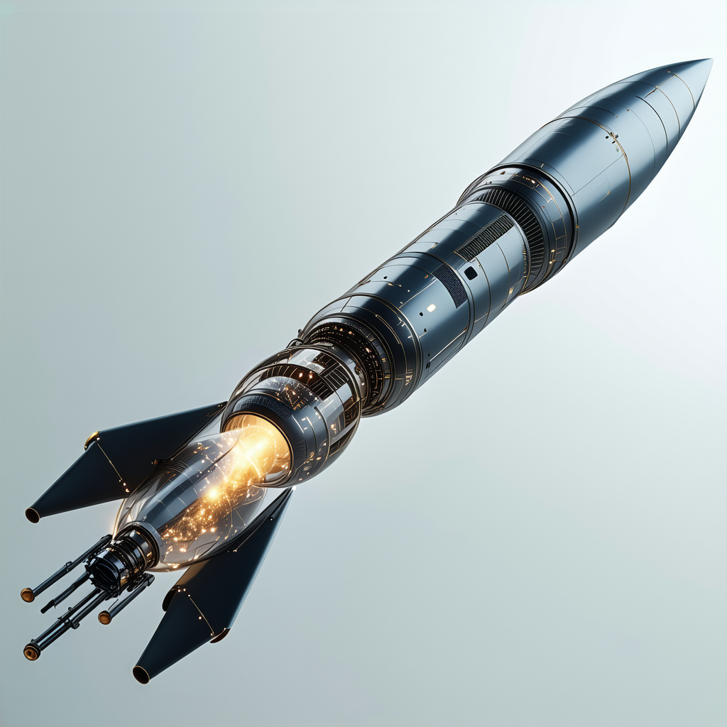 A Rocket Is Shown In A Close-up View, With Its Engine And Exhaust Visible