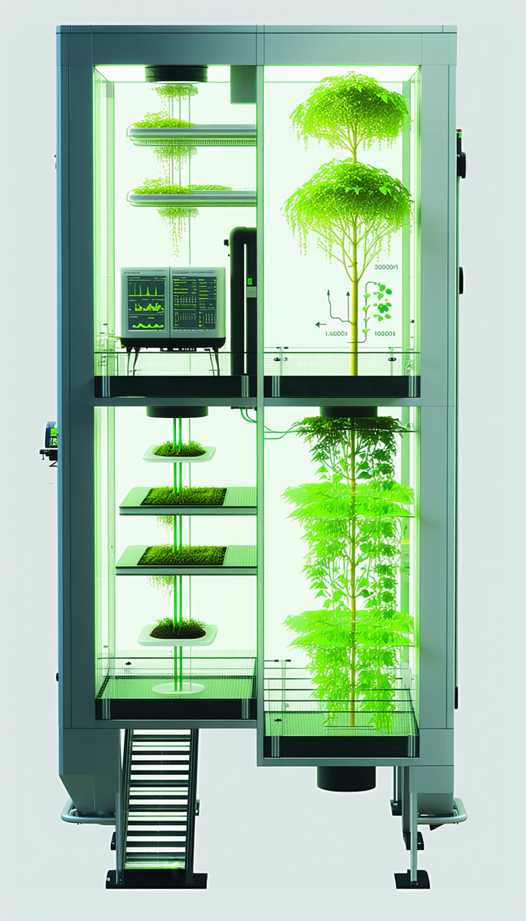 A Large Greenhouse Is Filled With Various Plants, Including A Tree And A Bush