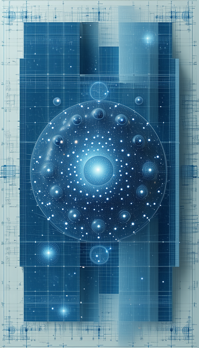 The Image Is A Blue And White Illustration Of A Space Station