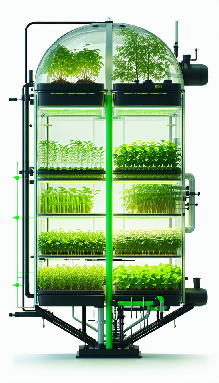 A Large, Multi-layered Greenhouse Filled With Various Plants