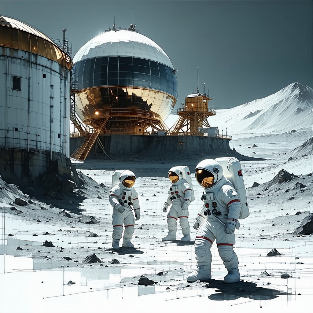 In This Image, There Are Three Astronauts Standing On The Surface Of The Moon
