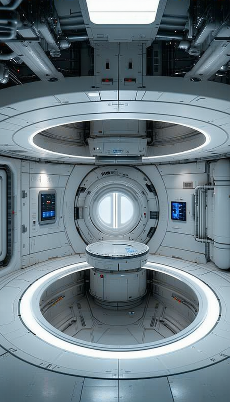A Large, White, And Clean Spacecraft With A Circular Design