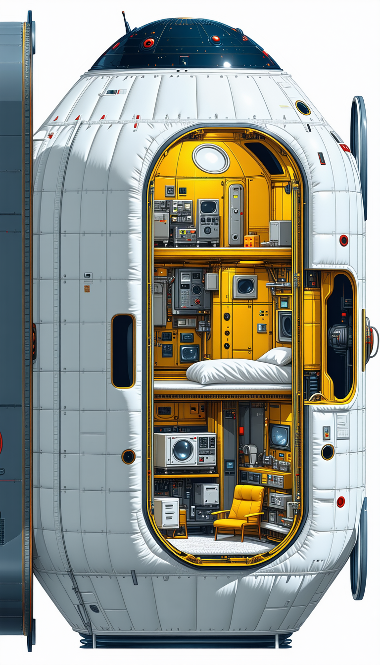 A Space Shuttle Is Shown In A Detailed Illustration, With A Large Yellow Section In The Middle