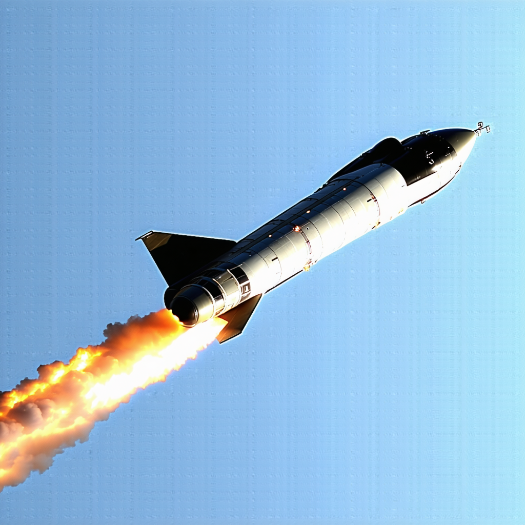 A Rocket Is Flying Through The Sky, Leaving A Trail Of Smoke Behind It