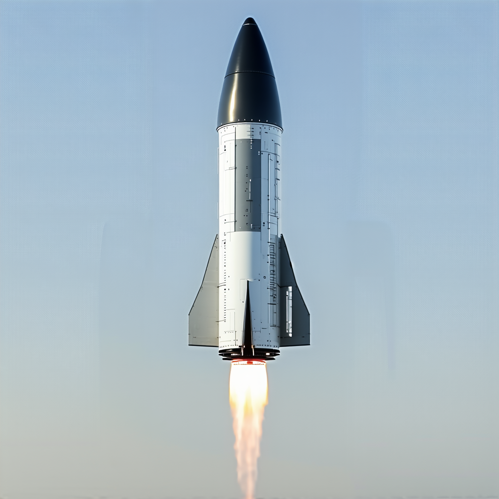 A Rocket Is Seen In The Sky, With Its Tail End Visible