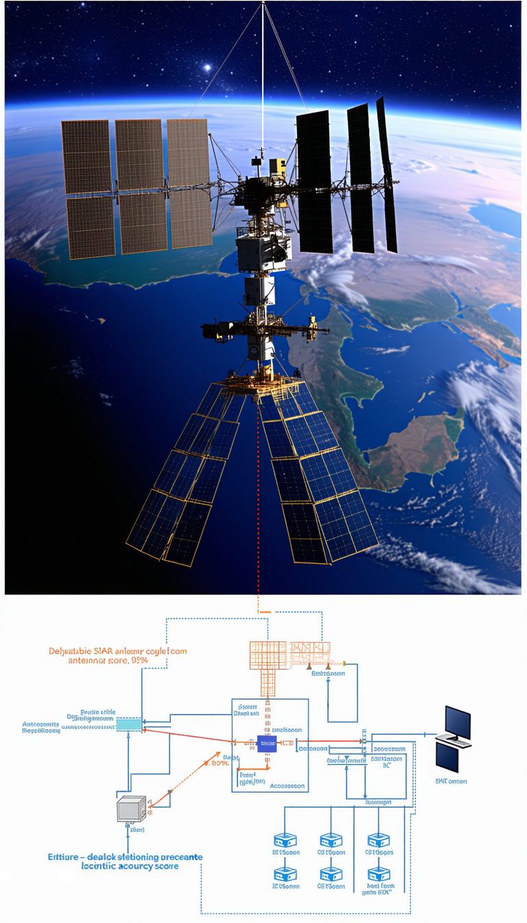 A Large Satellite Spacecraft Floating In The Sky