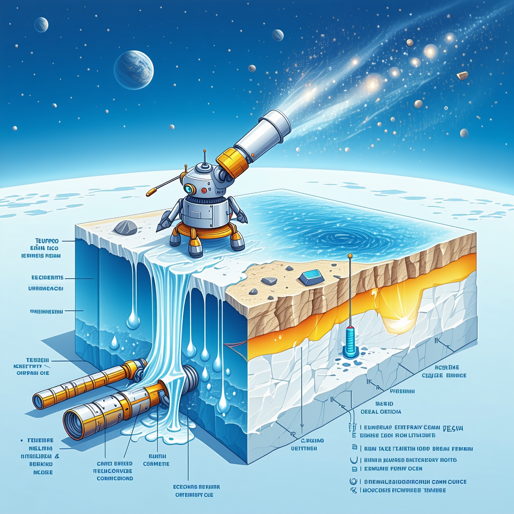 The Image Is A Cartoon Illustration Of A Space Station With A Large Water Tank