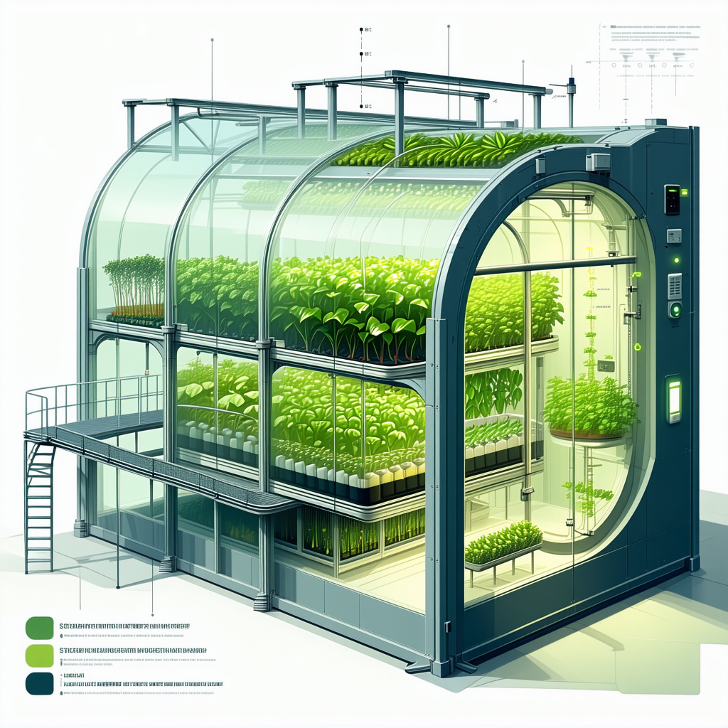 The Image Is A Drawing Of A Large Greenhouse Filled With Various Plants
