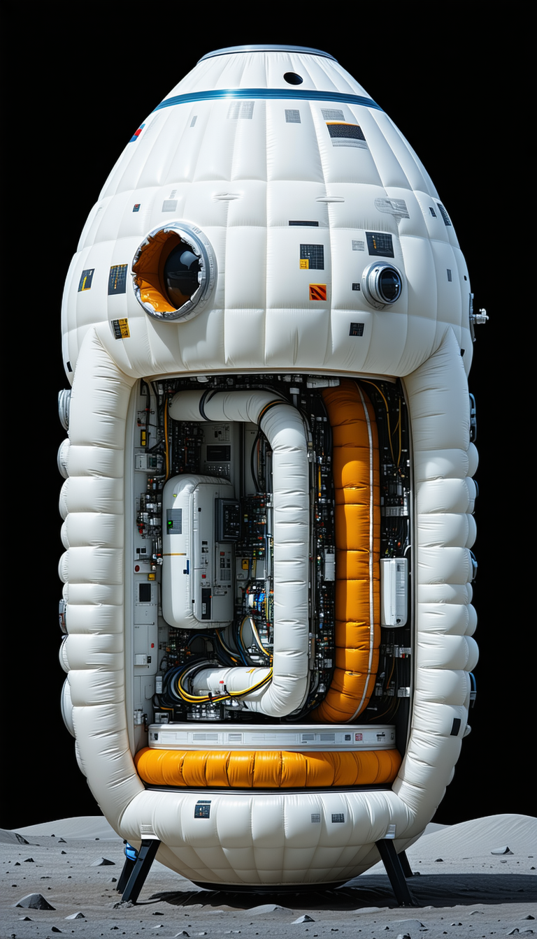 A White Spacecraft With A Large, Round, White Dome On Top