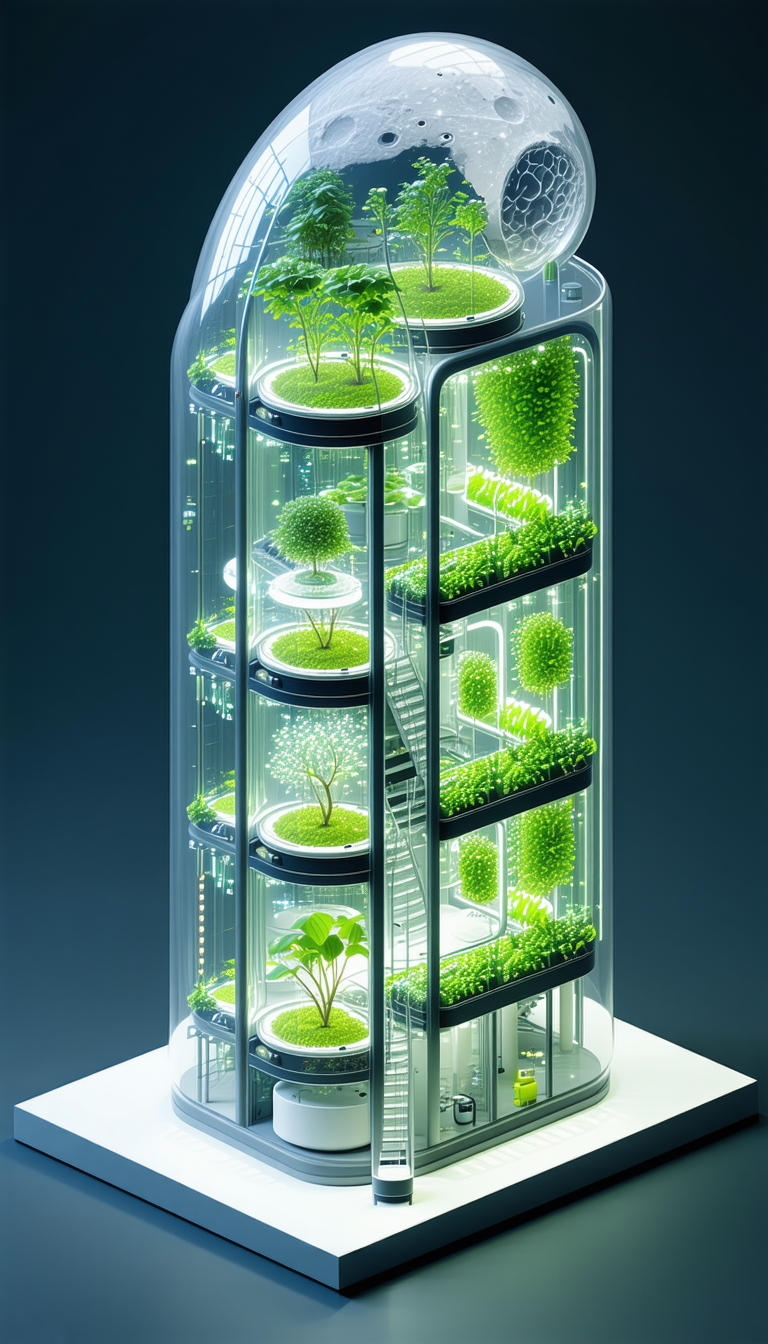 A Large, Multi-layered Greenhouse Is Filled With A Variety Of Plants