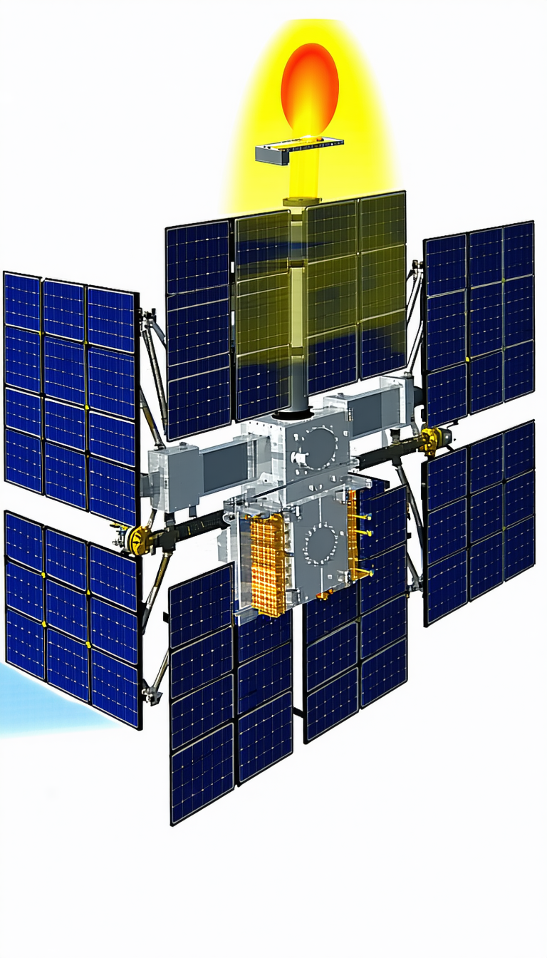 A Large Spacecraft With A Solar Panel On Its Side