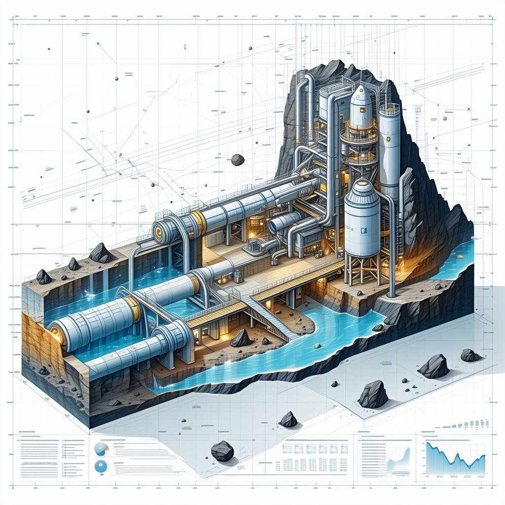 A Large, Futuristic Factory Is Depicted In This Drawing