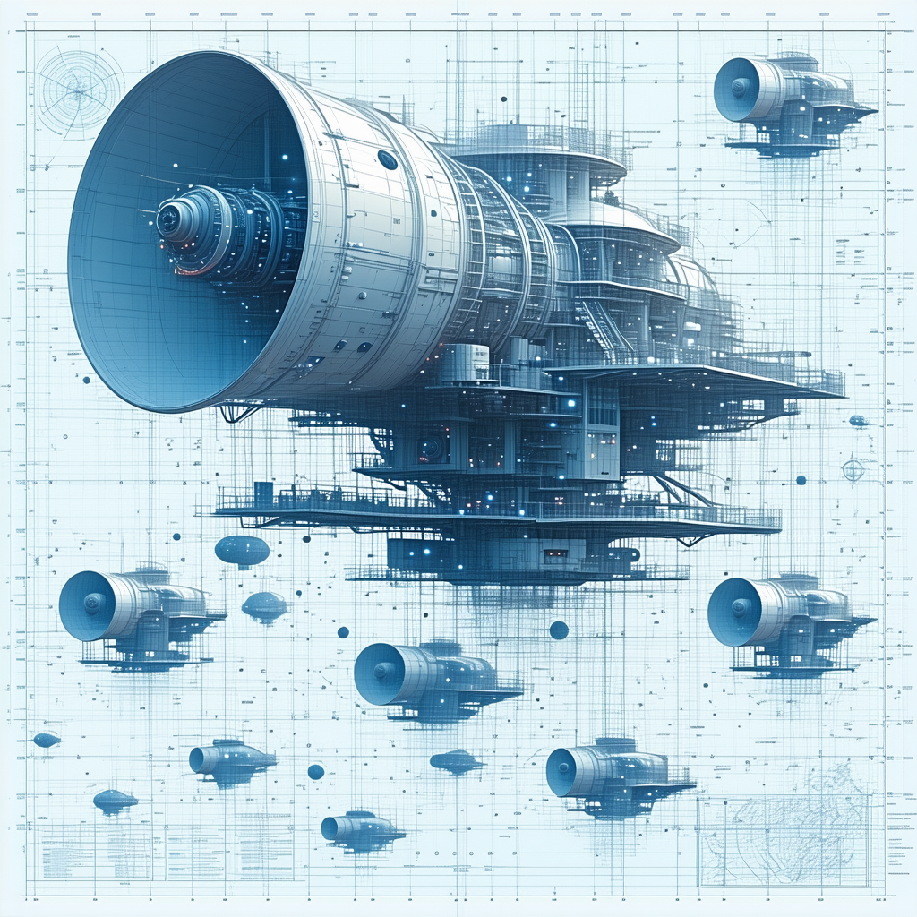 In The Image, There Is A Large Spacecraft With A Blue And White Color Scheme