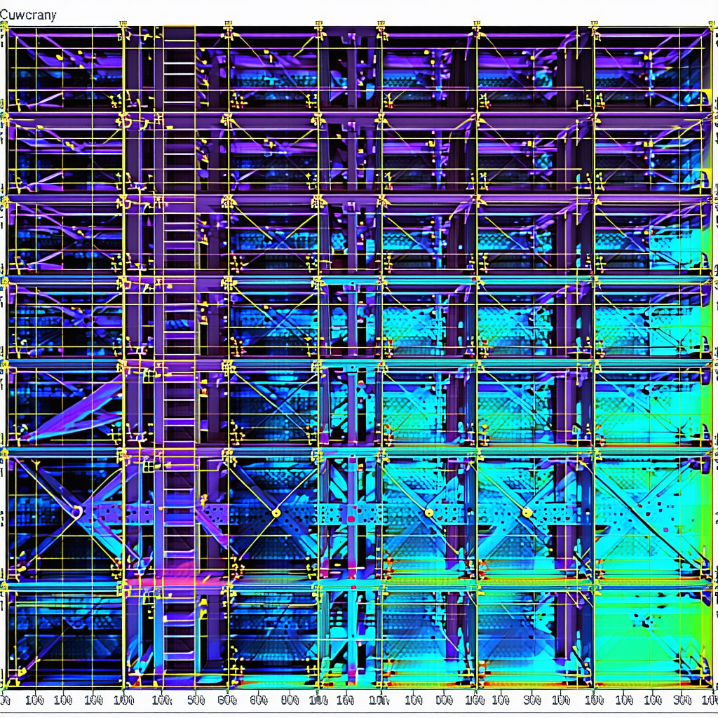 The Image Is A 3d Model Of A Building, Likely A Skyscraper, With A Purple And Blue Color Scheme