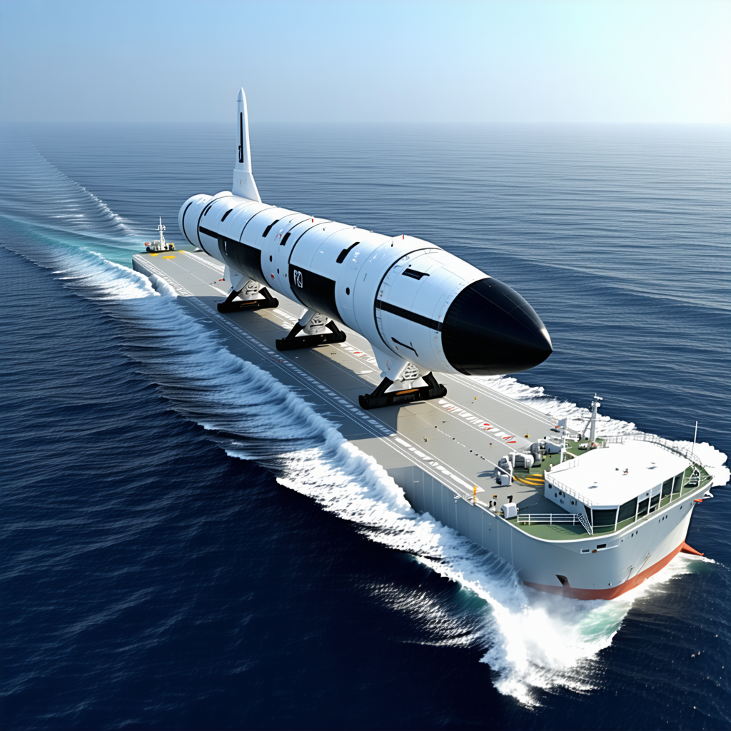 A Large White Space Shuttle Is Being Transported On A Boat