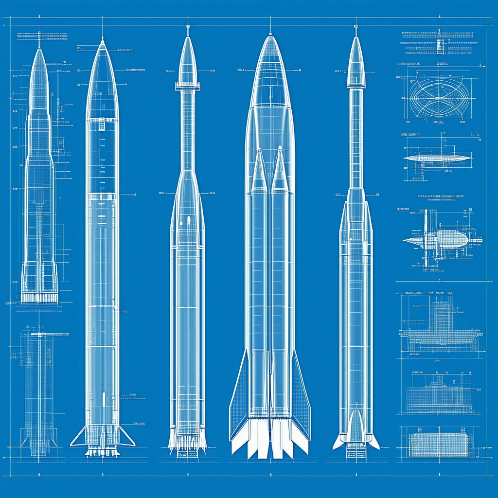 There Are Five Different Types Of Rockets Displayed In A Blue Drawing