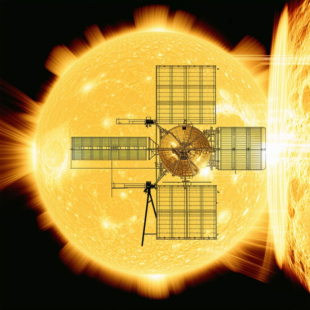 A Large Spacecraft With A Solar Panel On Its Side, Floating In The Air