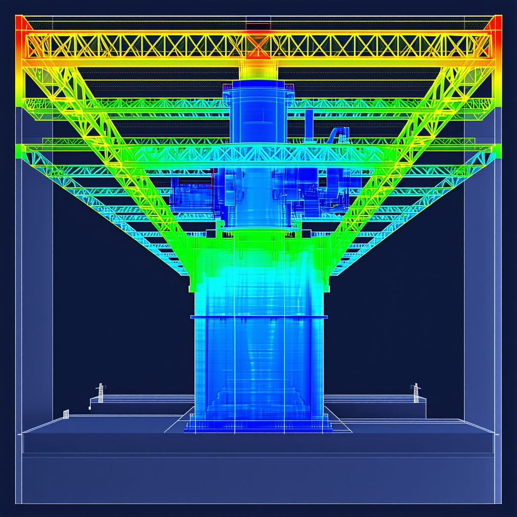 The Image Is A 3d Model Of A Large Structure, Possibly A Bridge Or A Building