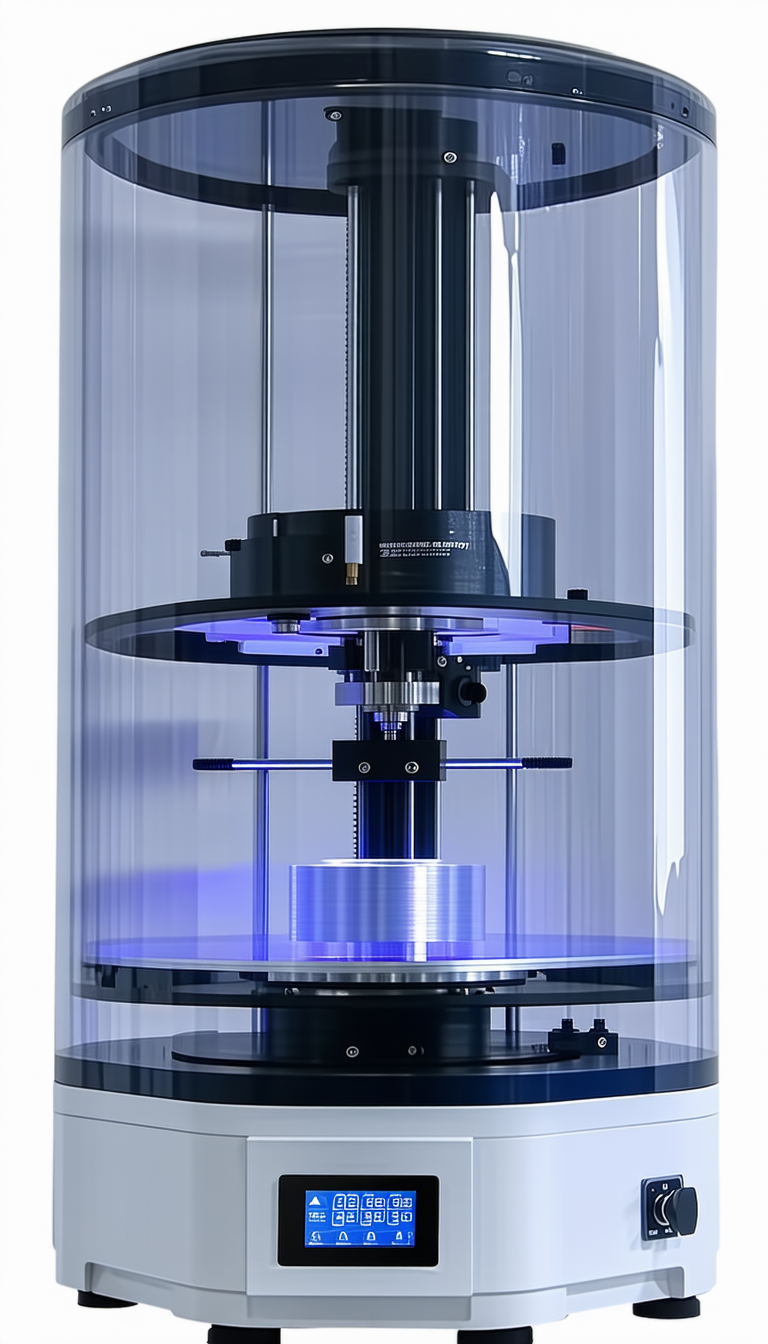 A Large, Clear Glass Cylinder Is Filled With A Blue Liquid