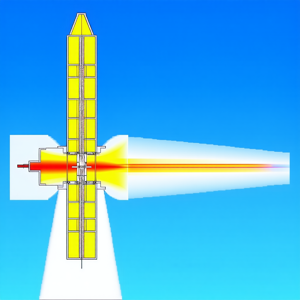 A Yellow And White Spacecraft With A Large, Bright Light On The Front