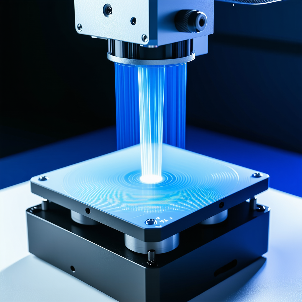 A Blue Laser Is Being Used To Cut A Piece Of Plastic