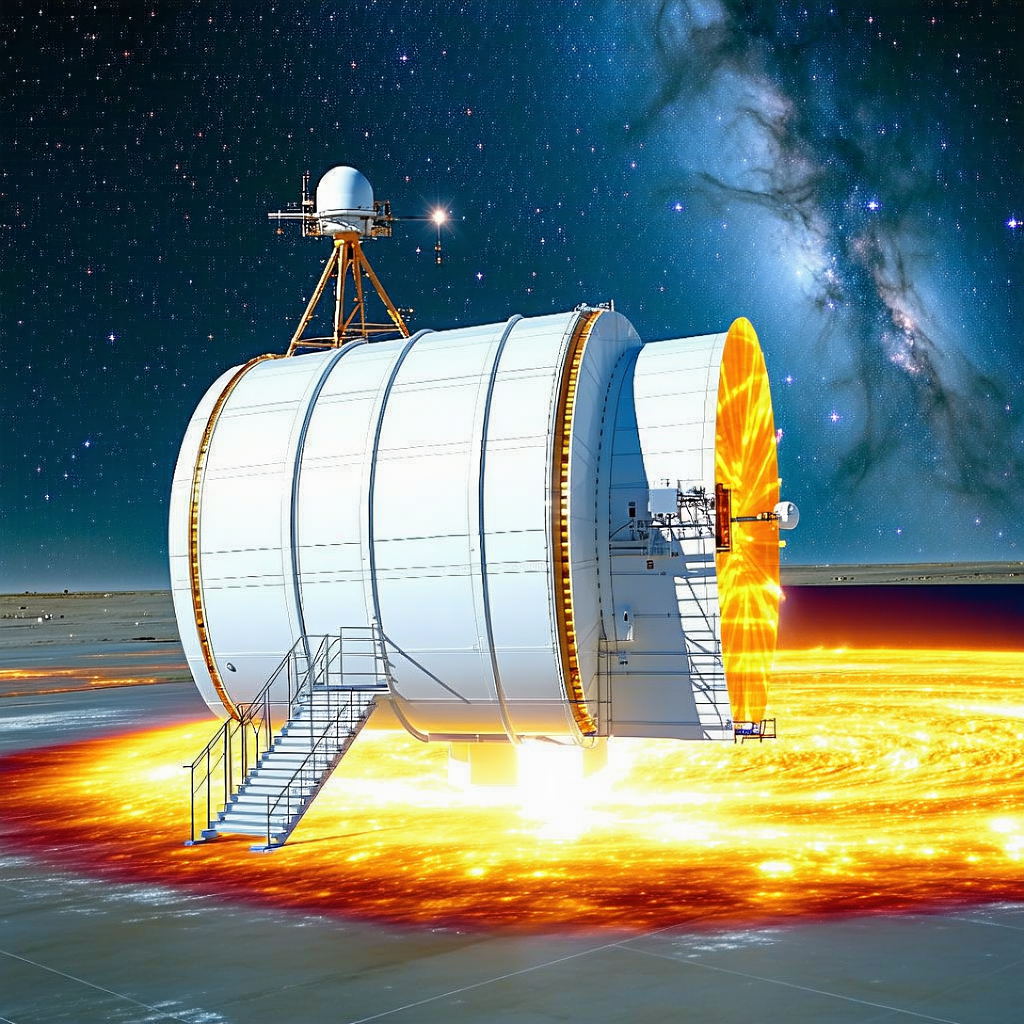 A Large White Spacecraft With A Dome-shaped Structure On Top Of It
