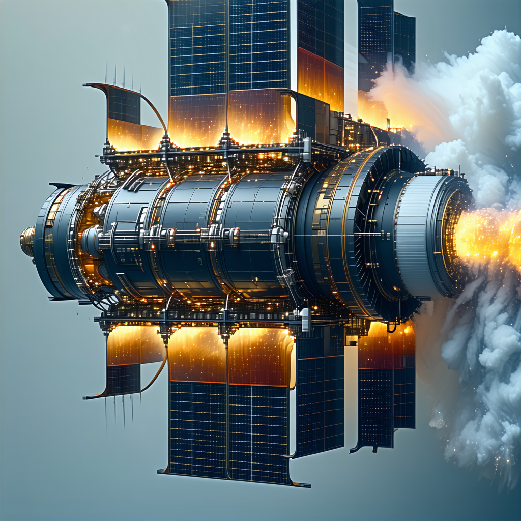 A Large Spacecraft Is Shown In A Close-up View, With Its Engine And Control Room Visible