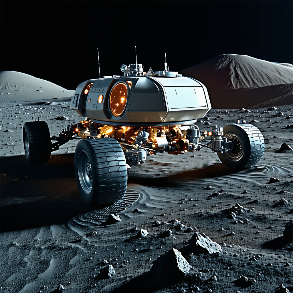 A Large, Four-wheeled Vehicle Driving On A Rocky Surface