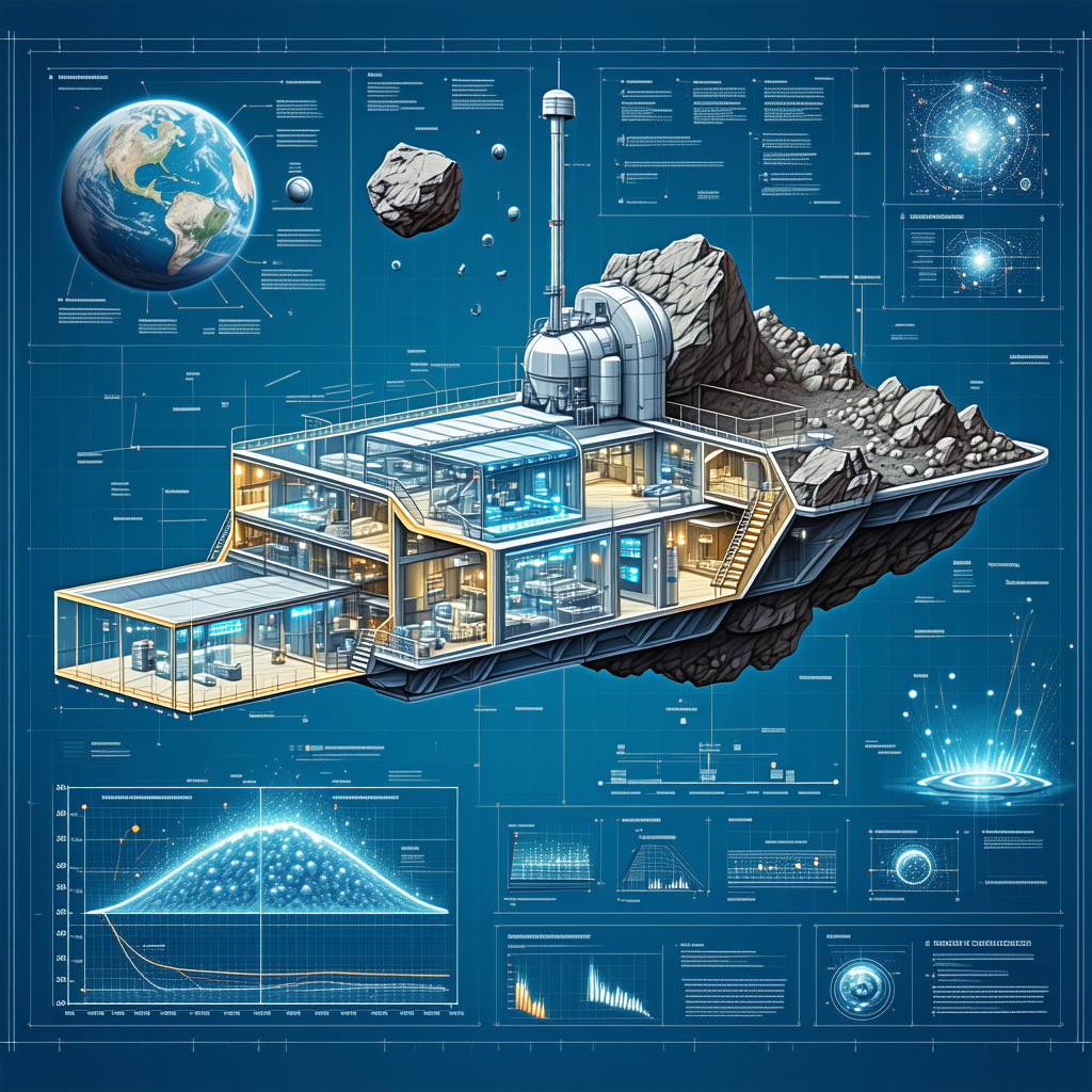 The Image Is A Blue And White Illustration Of A Space Station, Which Appears To Be A Large Ship