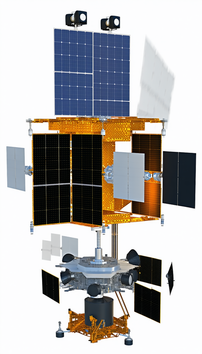 A Large Satellite Is Shown In A White Background