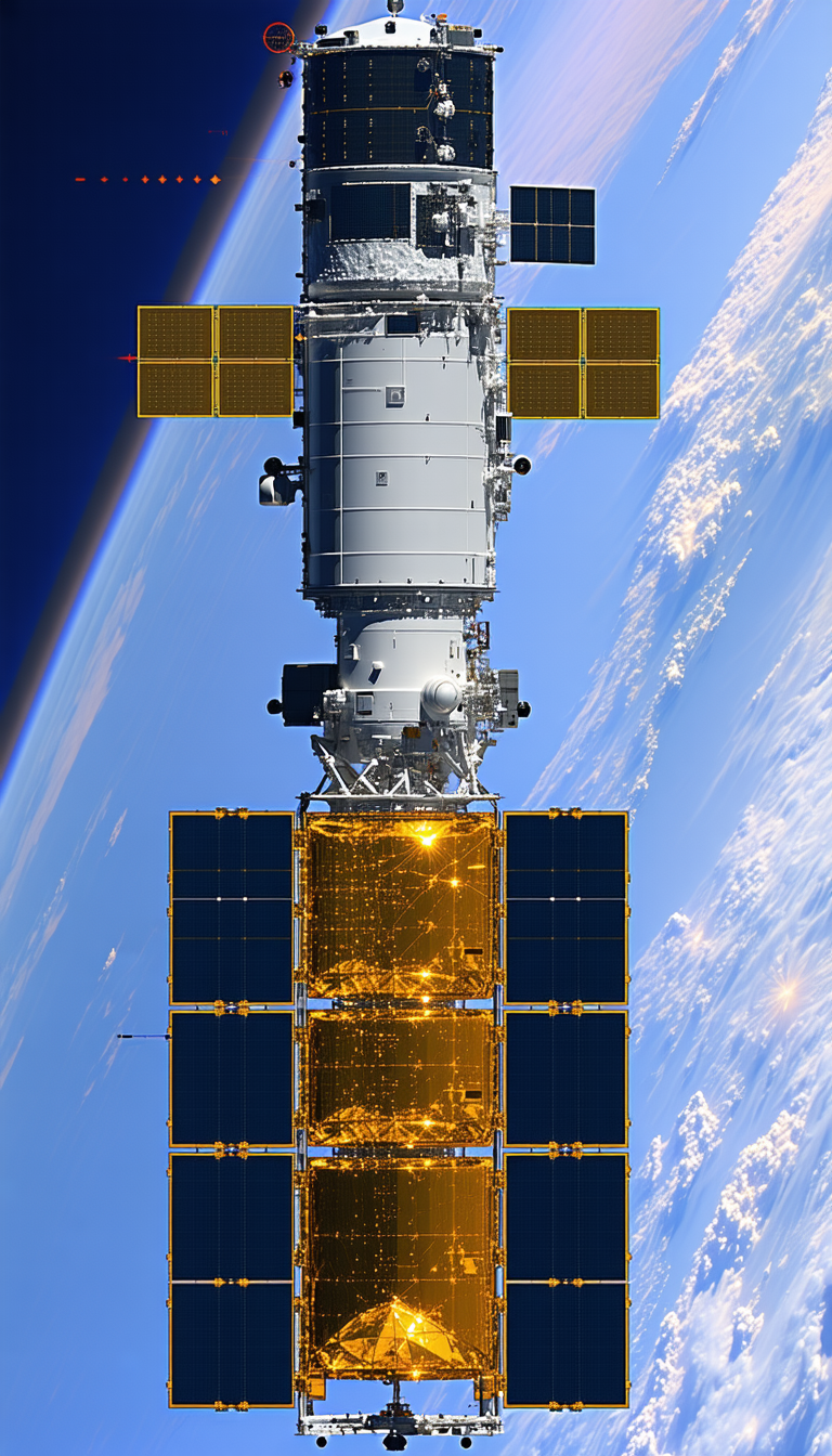 A Space Shuttle With A Large Satellite On Top Of It