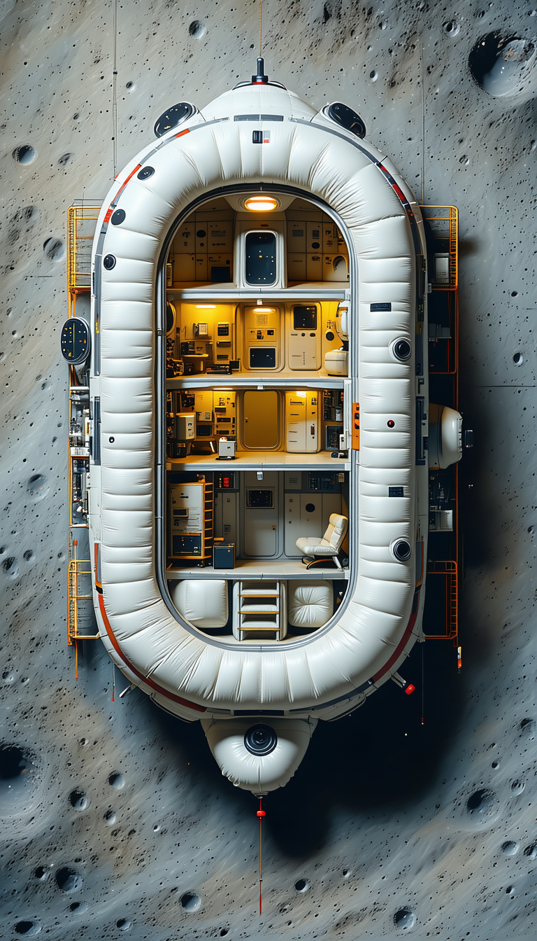 A Large White Spacecraft With A Unique Design, Resembling A Boat
