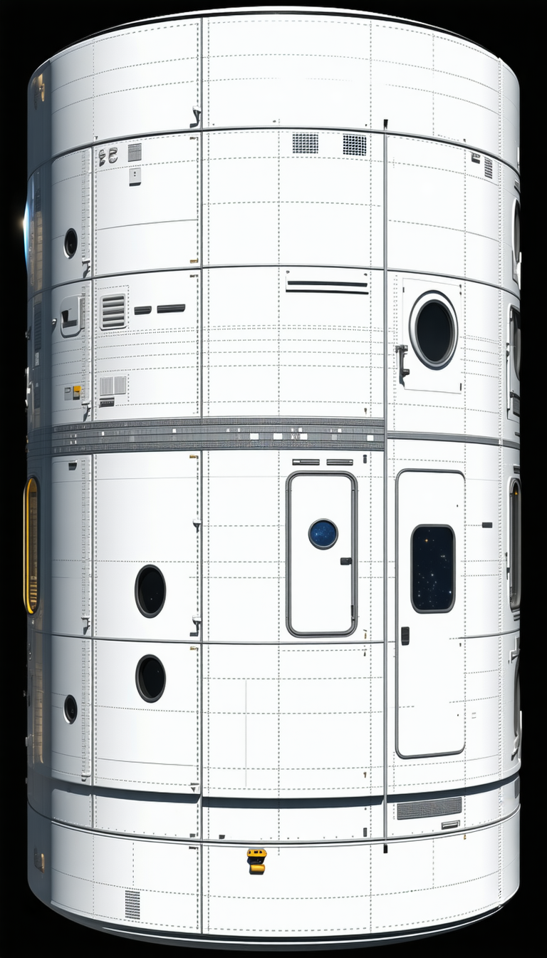 A Large White Spacecraft Is Shown In A Black And White Photo