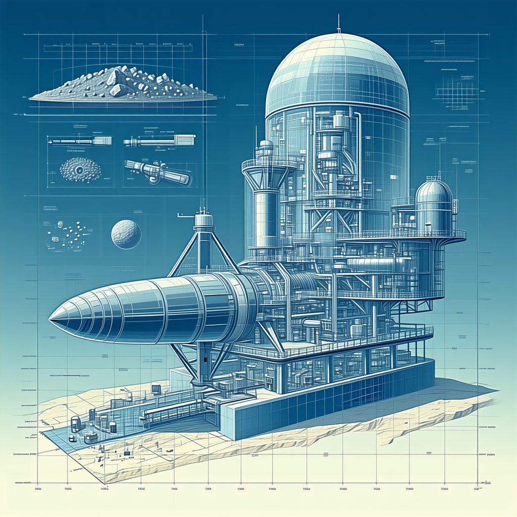 The Image Is A Blue And White Drawing Of A Large Space Station