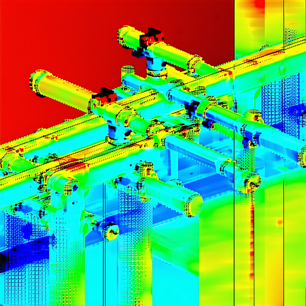 A Blue And Red Image Of A Pipe System Is Displayed