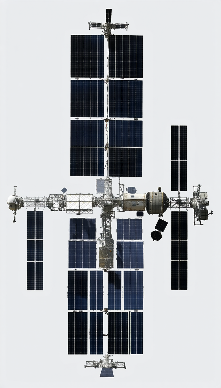 A Space Station With A Large Solar Panel On Its Side
