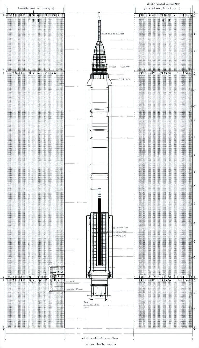 The Image Is A Drawing Of A Rocket, Which Is A Long And Narrow Structure