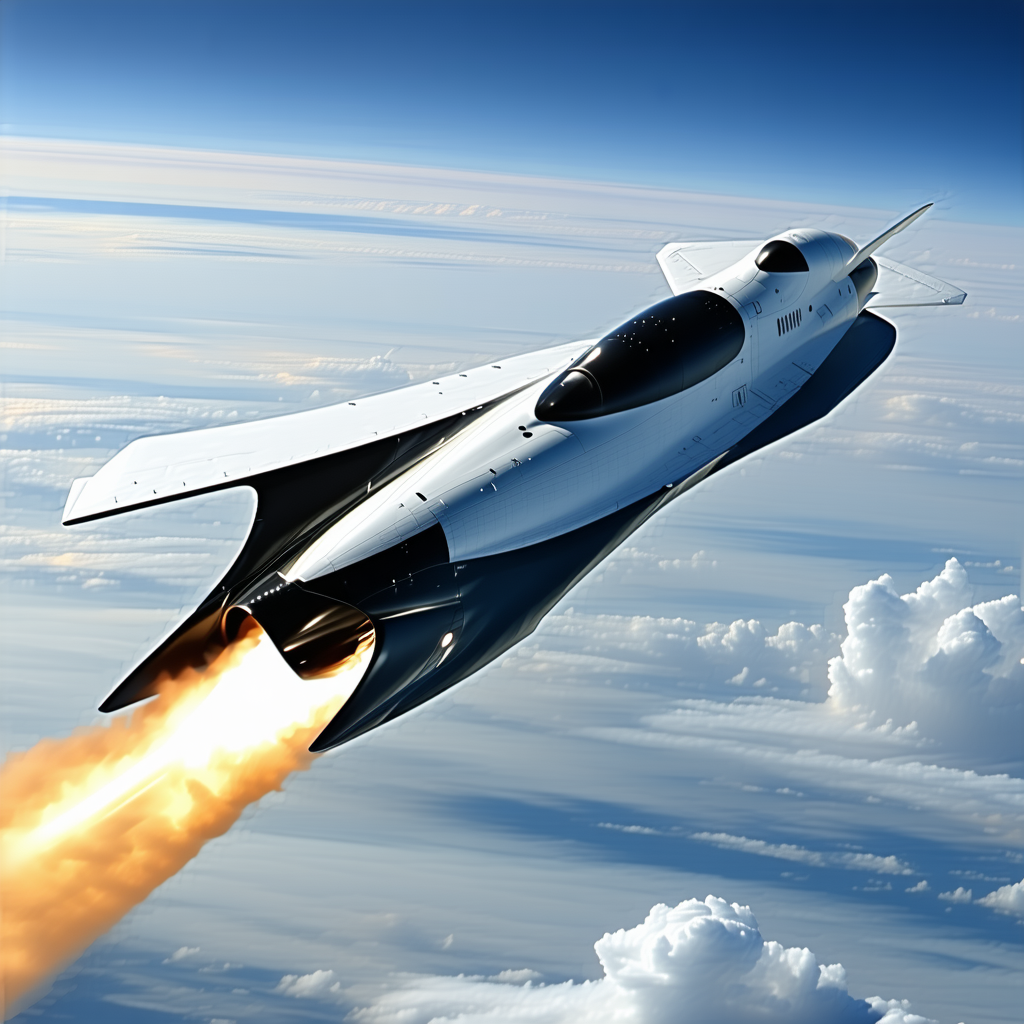 A Space Shuttle Is Flying Through The Sky, Leaving A Trail Of Smoke Behind It