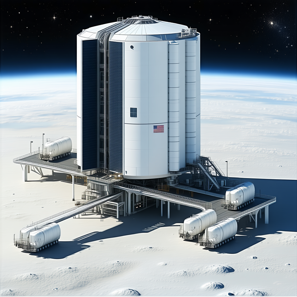 A Large White Structure, Possibly A Space Station Or A Satellite, Floating In The Air