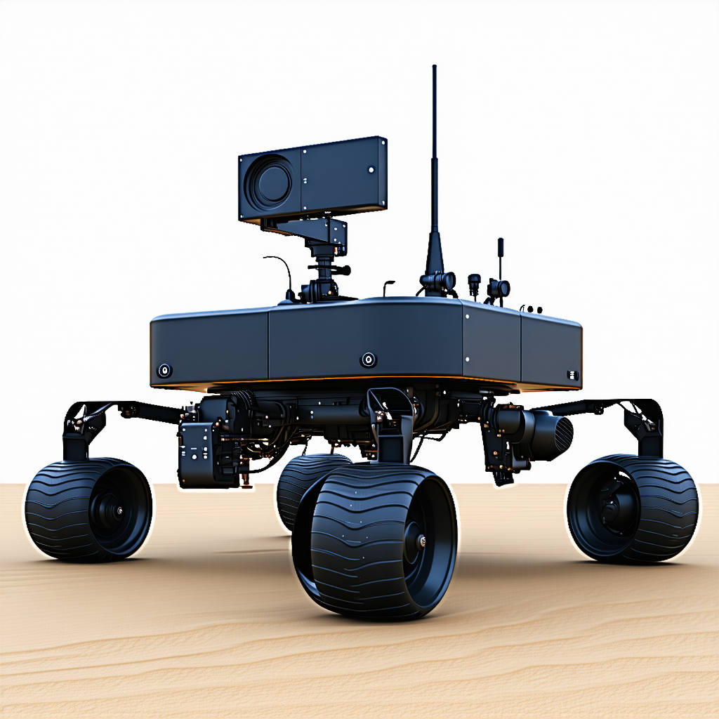 A Robotic Vehicle With A Large Camera Mounted On Its Front